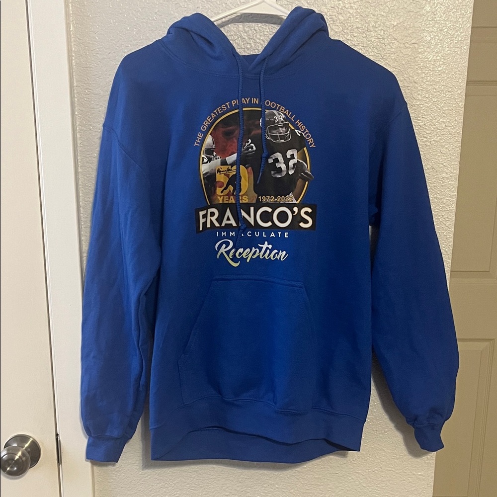 Unisex Blue Steelers Franco's Reception 50 Year Anniversary Hoodie